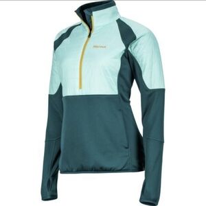 Marmot Two-Tone Mint and Teal Half-Zip Pullover, Size Medium